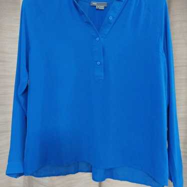 Vince 100% Silk dressy blue blouse size small - image 1