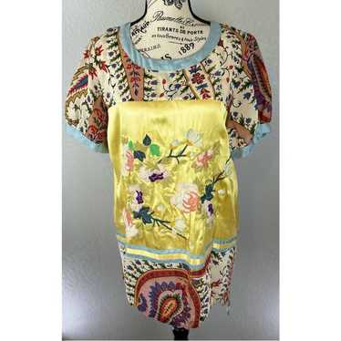 Johnny Was Mistic Paneled & Printed Tunic Top Yel… - image 1