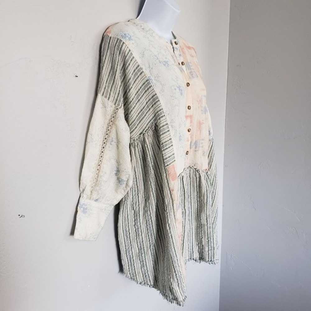 Free People Small Oversized Blouse Top Patchwork … - image 2