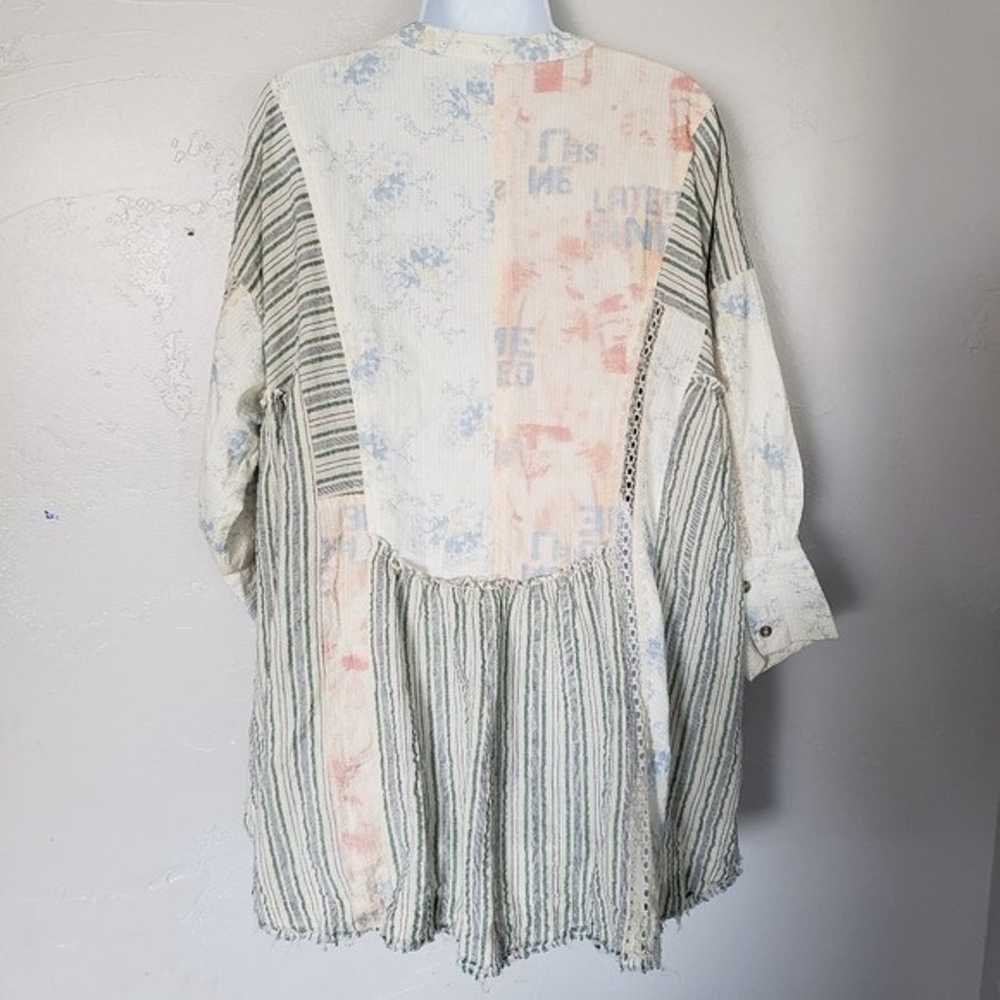 Free People Small Oversized Blouse Top Patchwork … - image 6