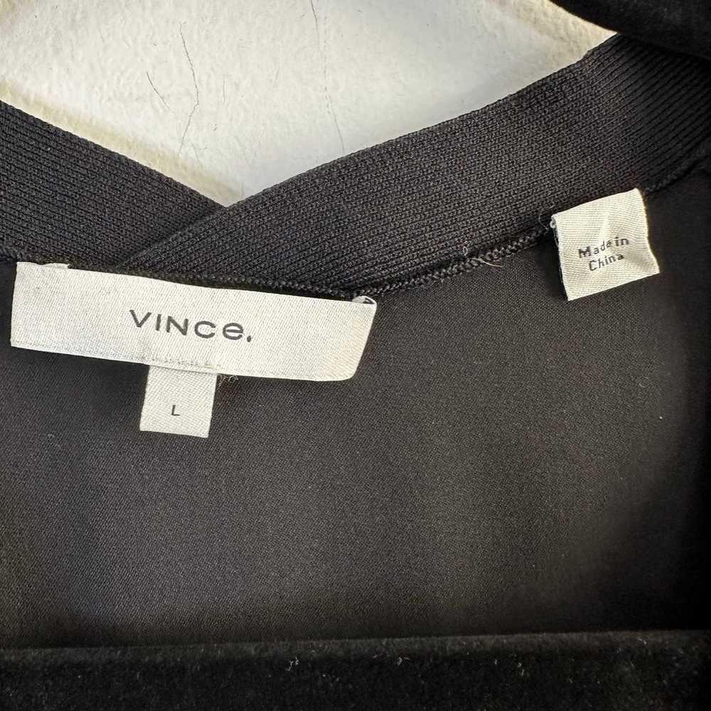 Vince V-Neck long sleeve Stretch Silk Popover Blo… - image 2