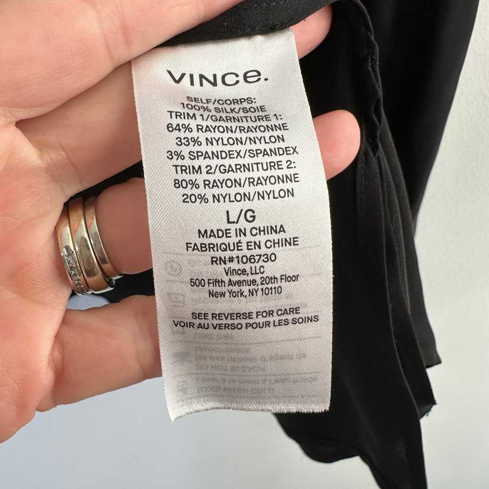 Vince V-Neck long sleeve Stretch Silk Popover Blo… - image 3
