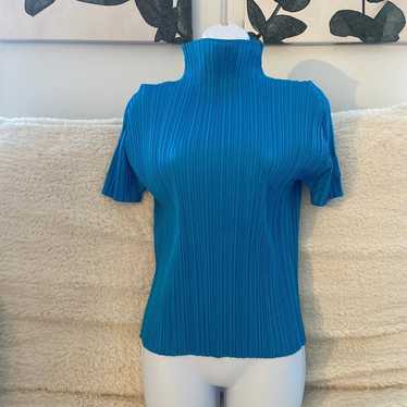 Blue pleats please issey miyake top size 3 - image 1