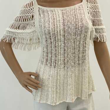 Free People Crocheted Ivory Top - image 1
