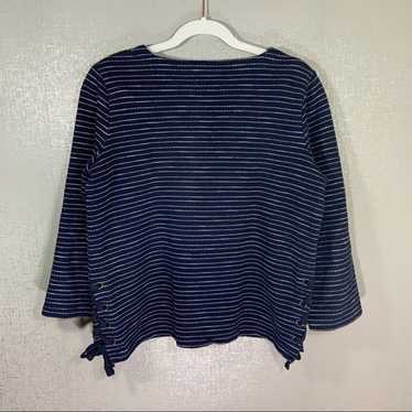 Blue Striped Top Side Lacing Detail - image 1