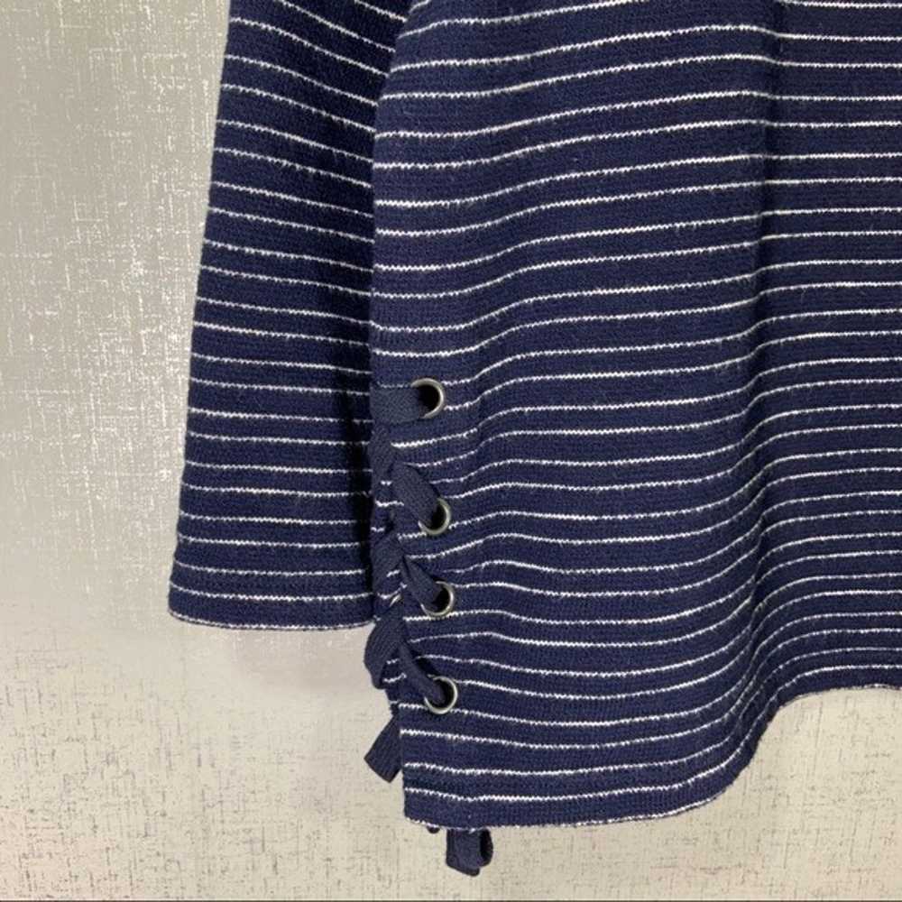 Blue Striped Top Side Lacing Detail - image 2