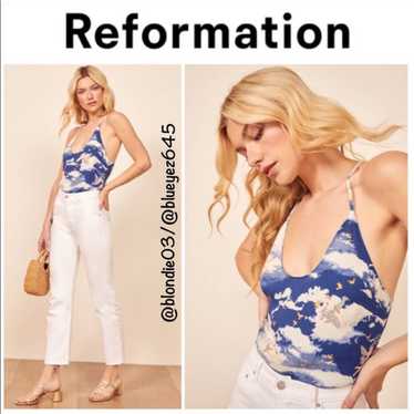 Reformation “Amanda” halter top in heaven print S