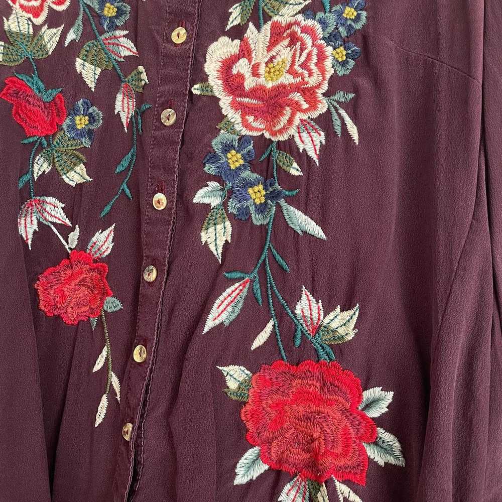 JOHNNY WAS Purple Floral Embroidered Long Sleeve … - image 8