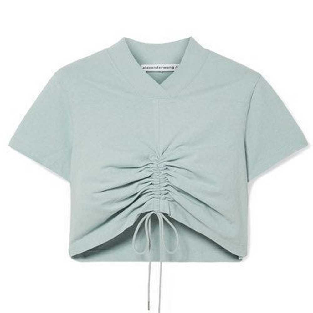ALEXANDER WANG T Cropped Ruched Cotton-jersey T-s… - image 1