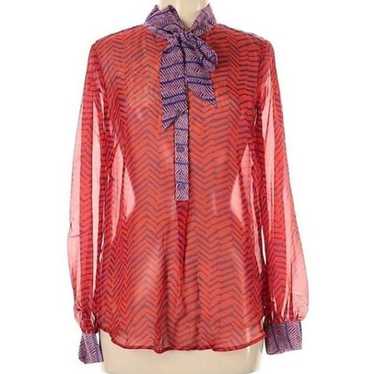 HALE BOB Silk Size M two-tone geometric blouse in… - image 1