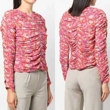 Róhe Stella Ruched Floral Blouse