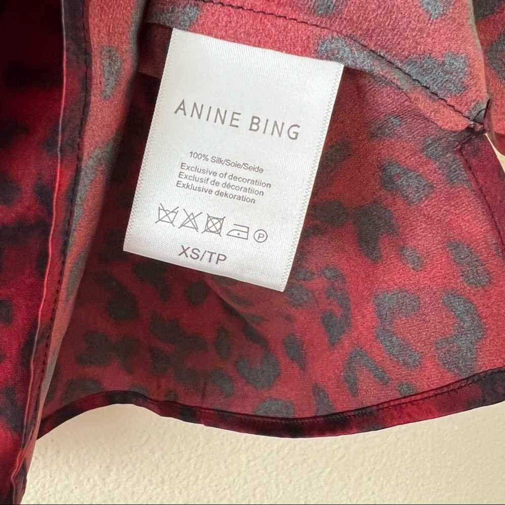 $169 ANINE BING Red Lace Trim 100% Silk Leopard C… - image 10
