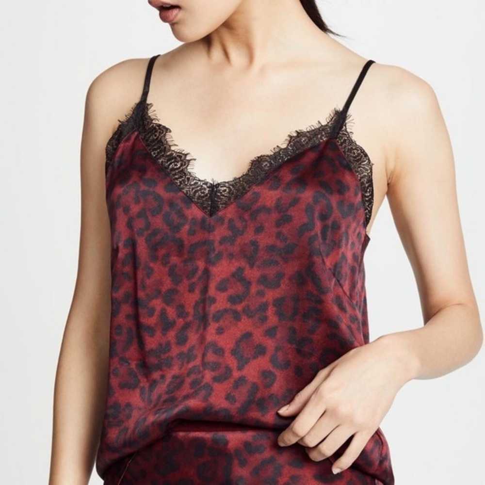$169 ANINE BING Red Lace Trim 100% Silk Leopard C… - image 12