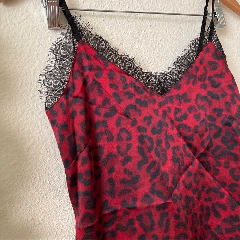 $169 ANINE BING Red Lace Trim 100% Silk Leopard C… - image 7