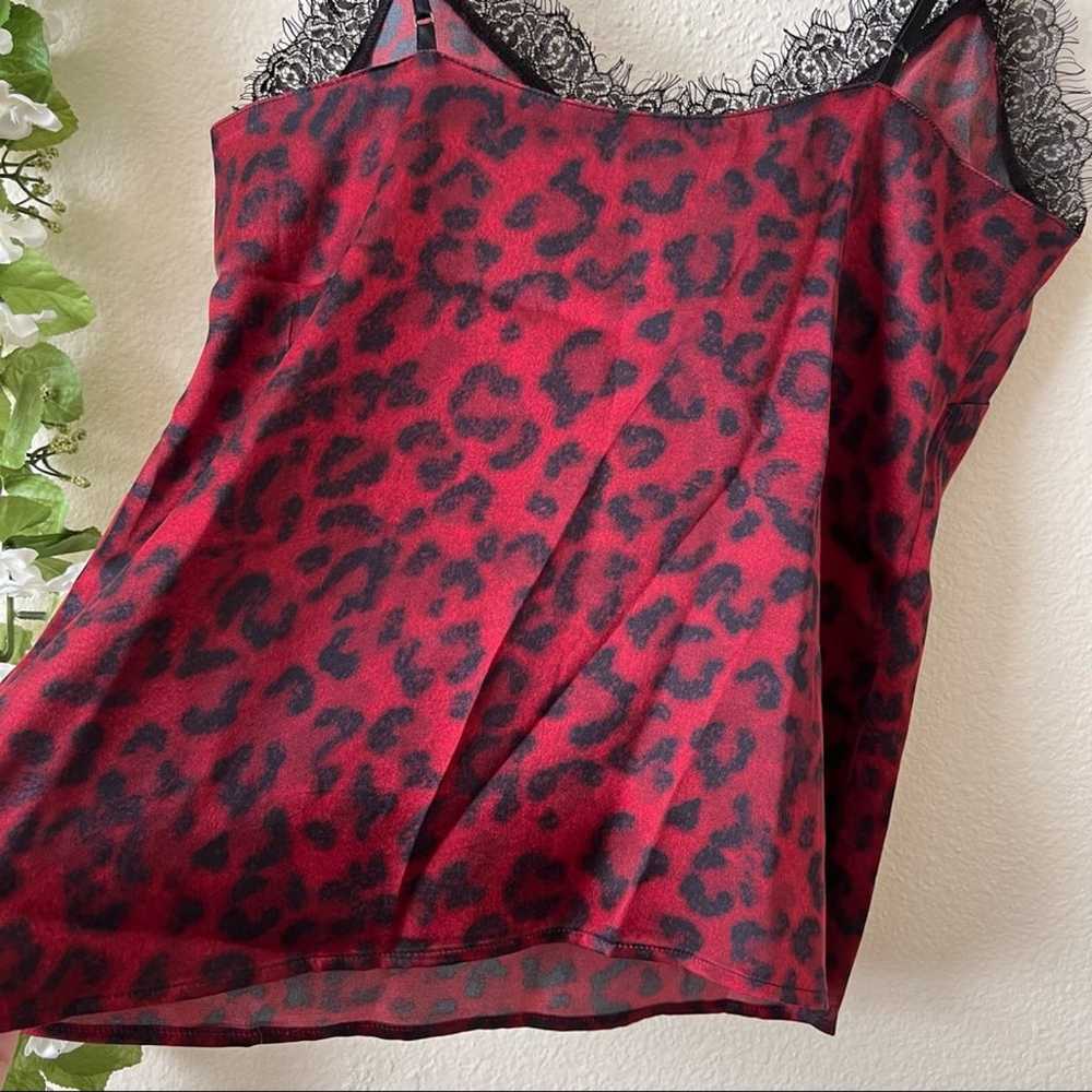 $169 ANINE BING Red Lace Trim 100% Silk Leopard C… - image 9