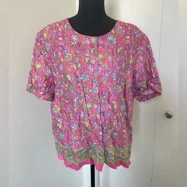 TopNapa Valley Floral Short Sleeve Button Down Bl… - image 1
