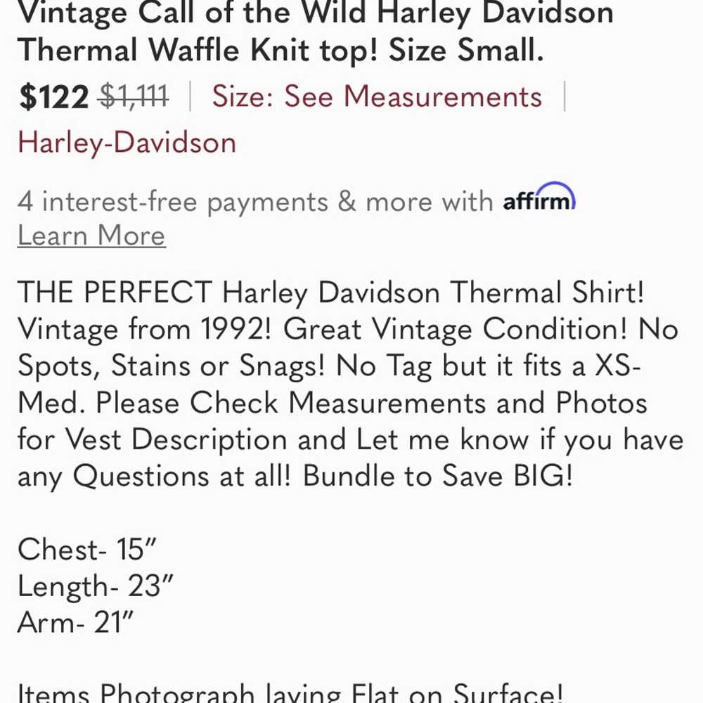 VTG. Harley Davidson Waffle Knit Call of the Wild… - image 11