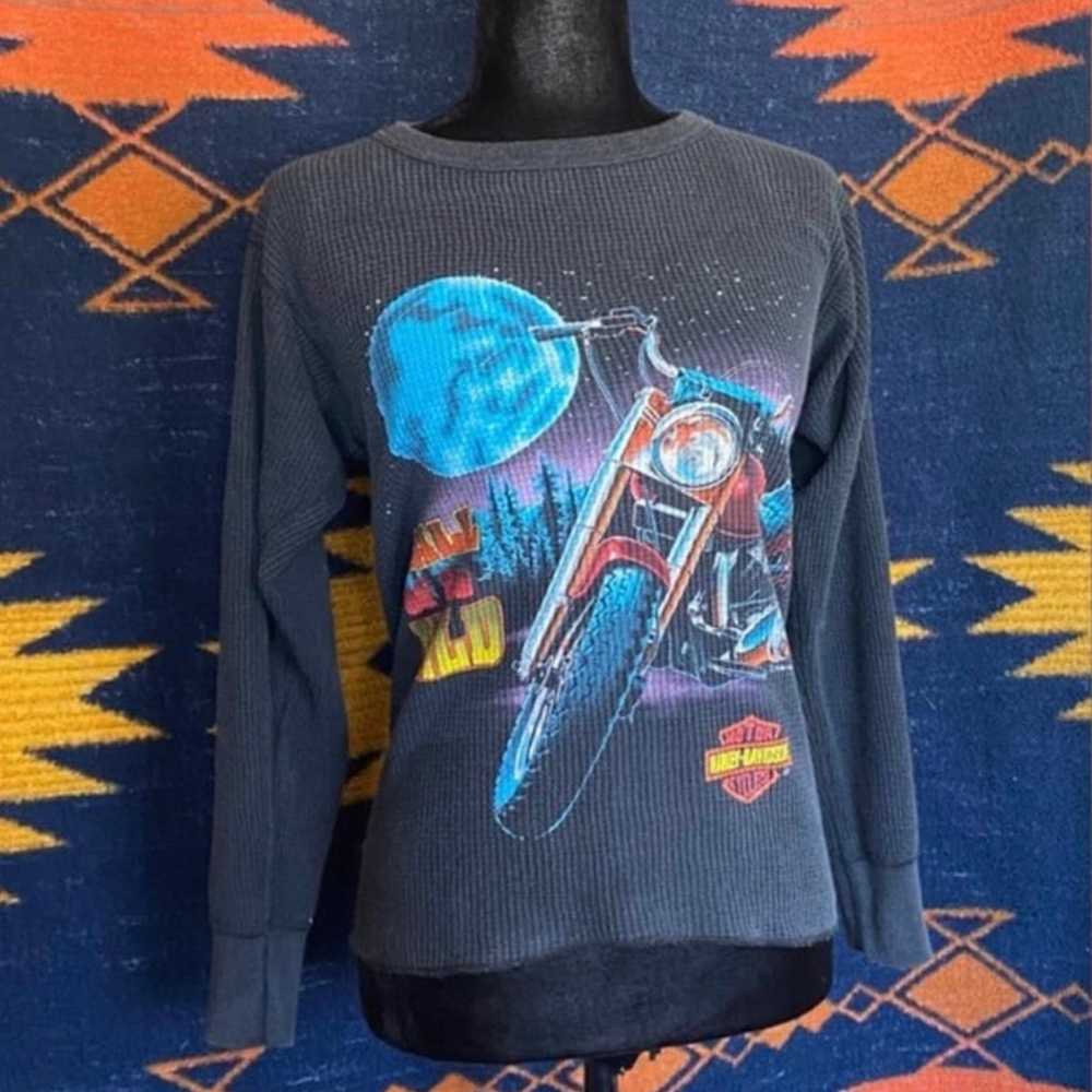 VTG. Harley Davidson Waffle Knit Call of the Wild… - image 3