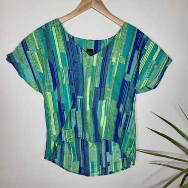 The OULA Company blue green geometric short sleeve
