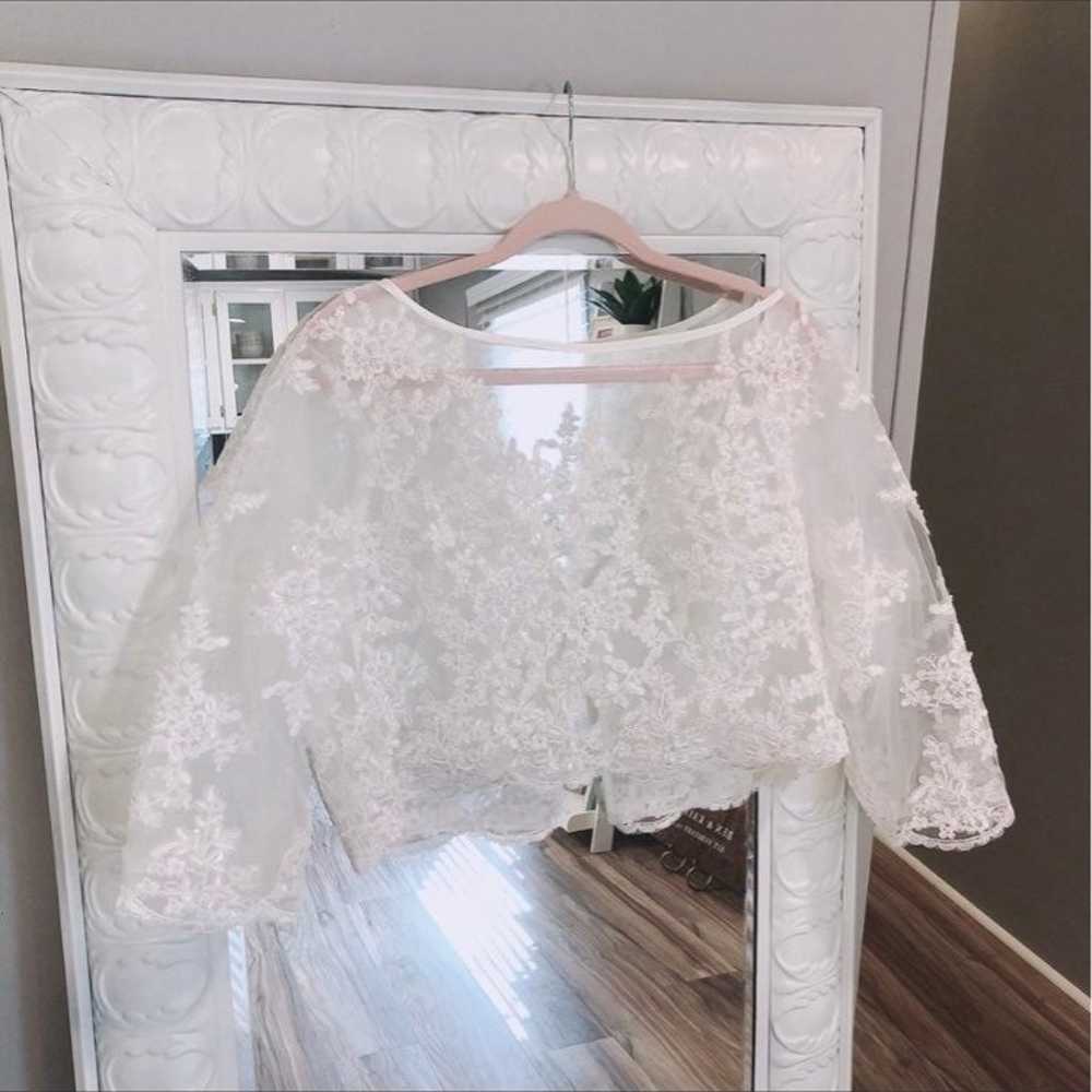 Wedding dress topper/ bridal cape lace jacket - image 4