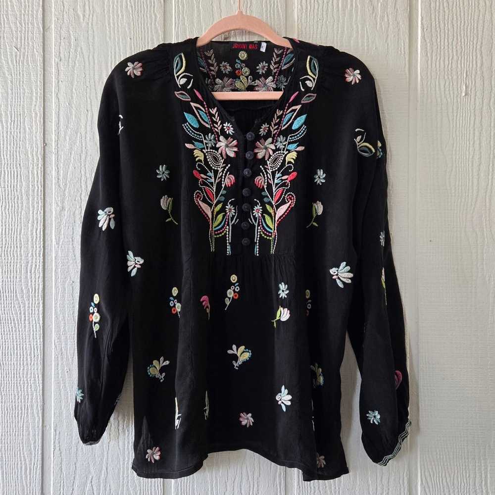 Johnny Was Embroidered Boho Western Peasant Top L… - image 2