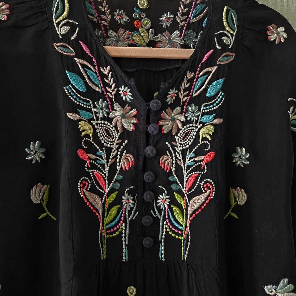 Johnny Was Embroidered Boho Western Peasant Top L… - image 6