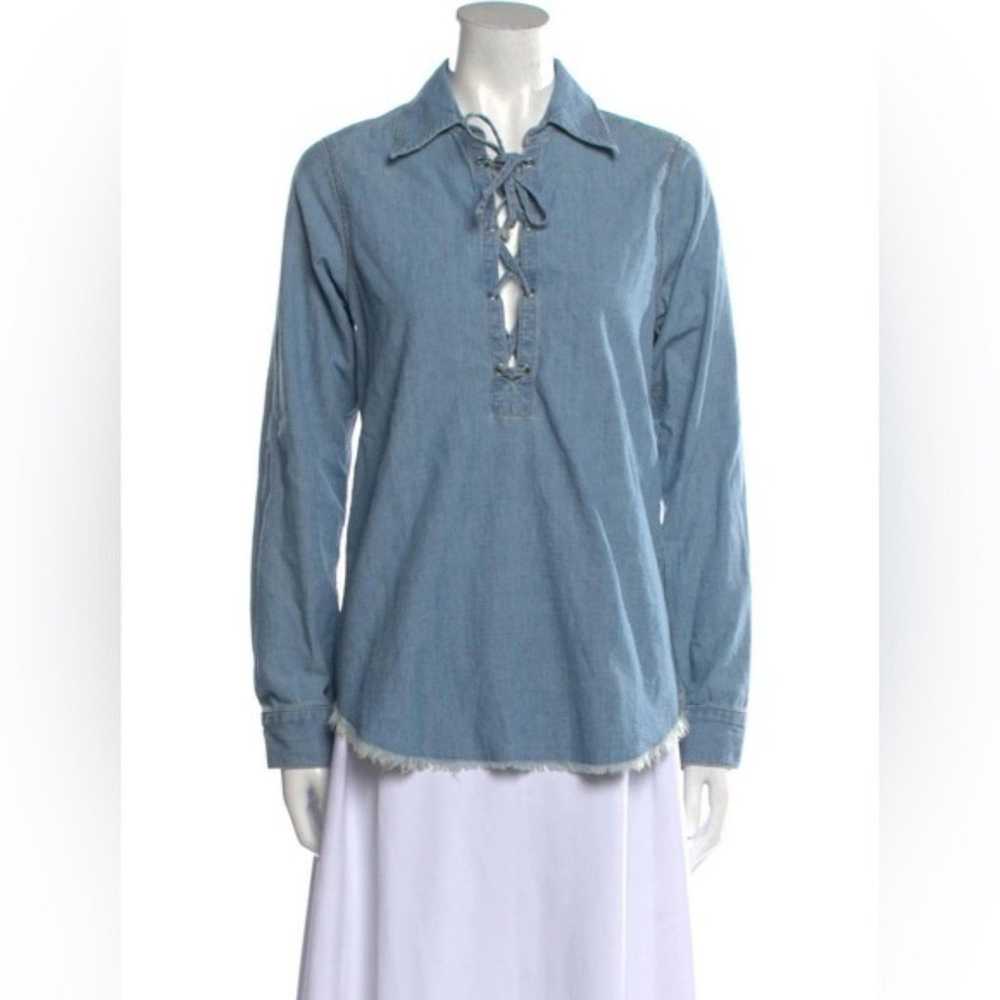 NILI LOTAN Mallory Long Sleeve Shirt in Sky Blue … - image 5