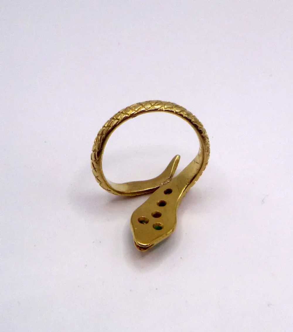 Antique Emerald, Diamond 18K Snake Ring - image 4