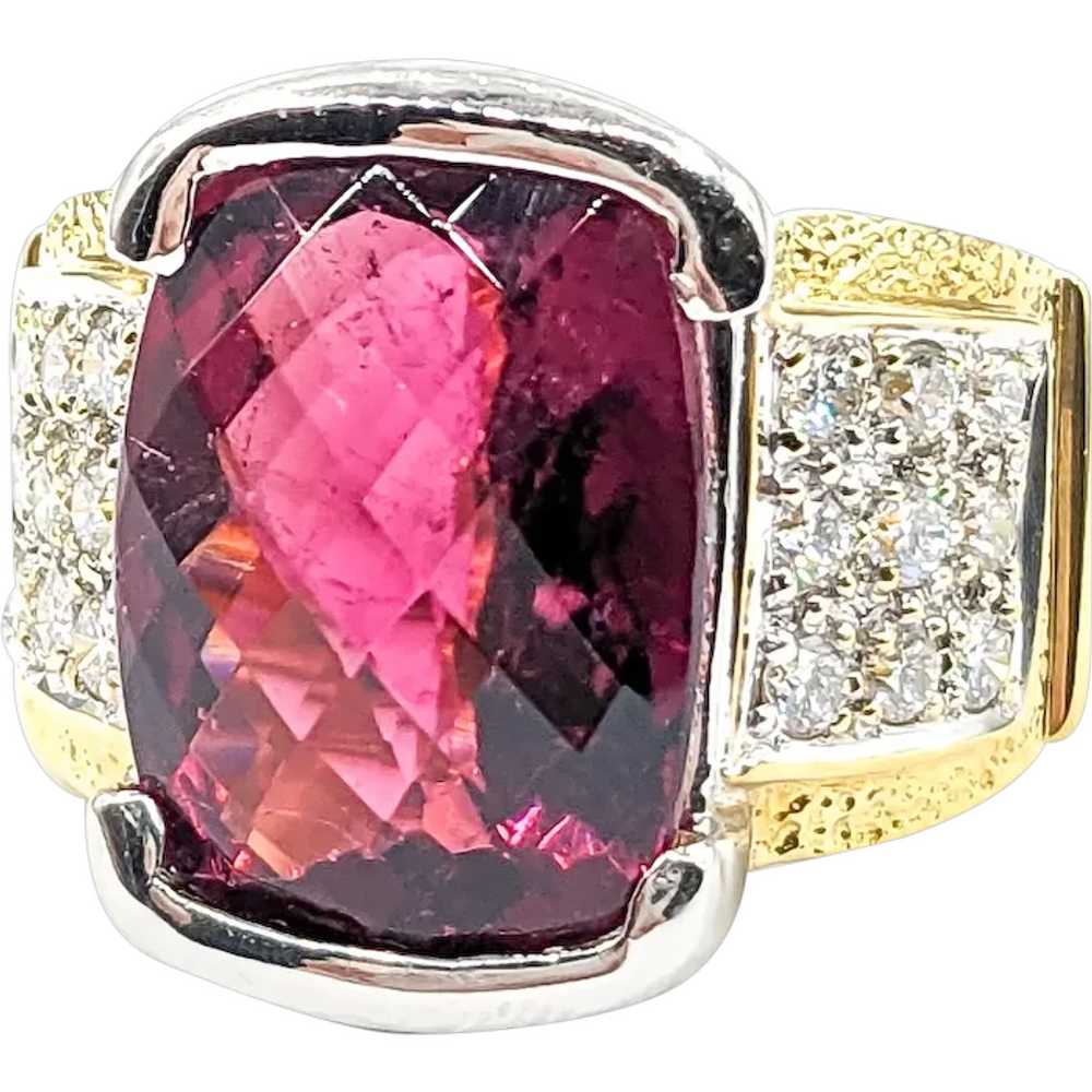 9.50ct Rubellite Tourmaline & .36ctw Diamond Ring… - image 1