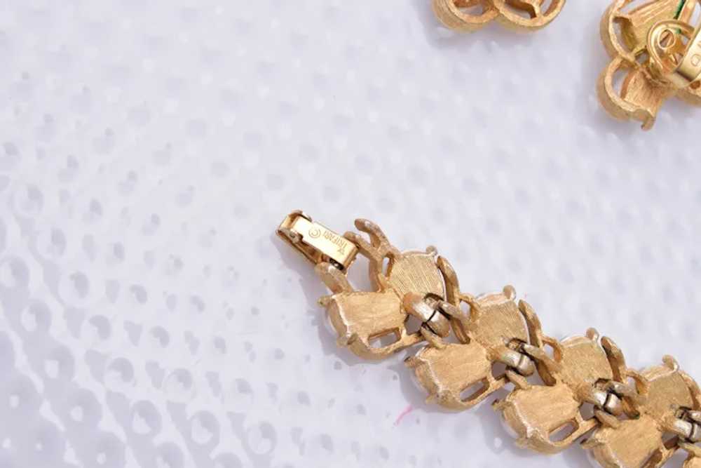 Crown Trifari Faux Pearl Bracelet and Earring Set - image 5