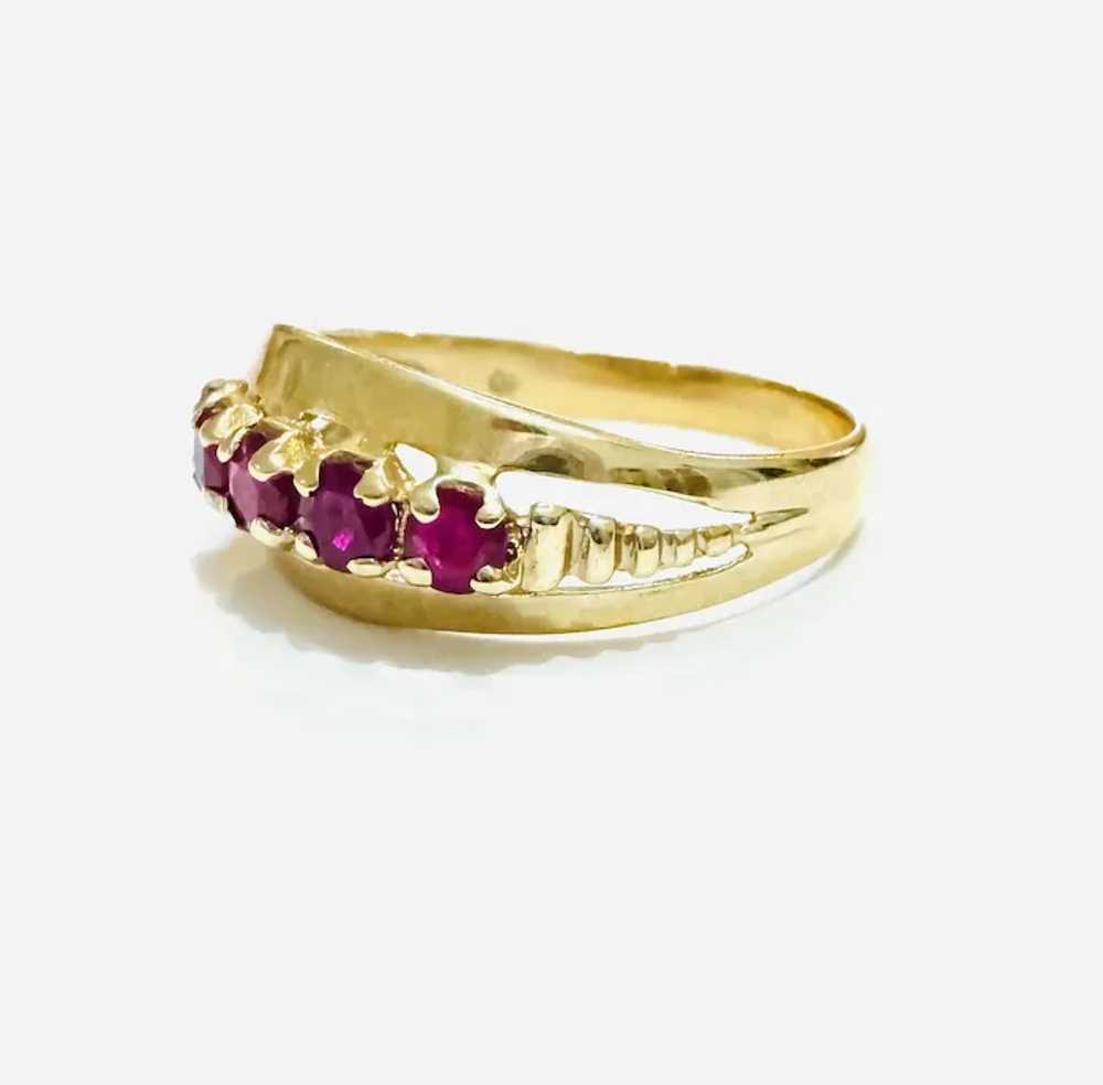 MCM 1960s Natural Red Ruby Solid 10k Yellow Gold … - image 2