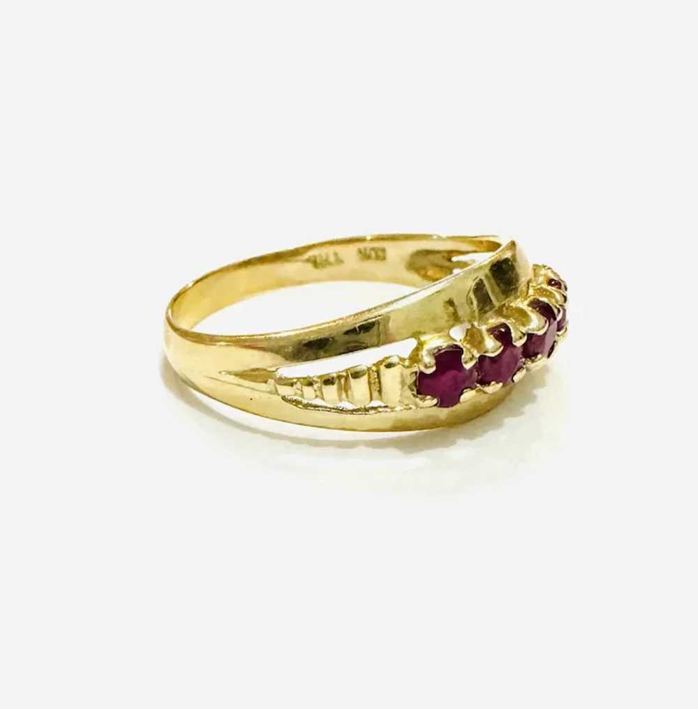 MCM 1960s Natural Red Ruby Solid 10k Yellow Gold … - image 3