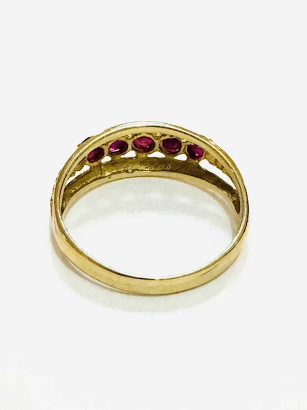 MCM 1960s Natural Red Ruby Solid 10k Yellow Gold … - image 4