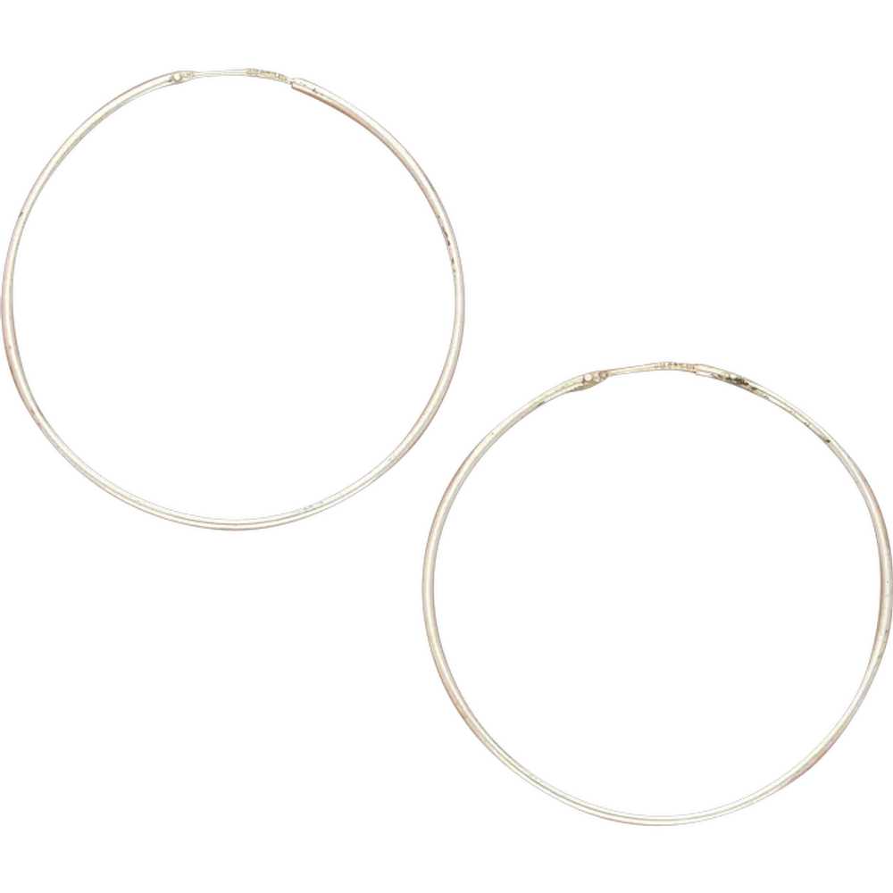 Sterling Silver 38Mm Thin Continuous Hoop Earrings - image 1