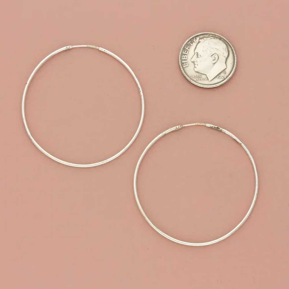 Sterling Silver 38Mm Thin Continuous Hoop Earrings - image 3