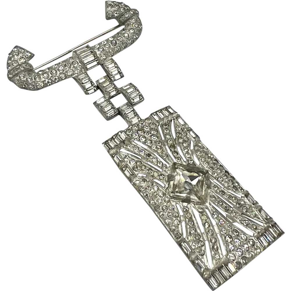 STUNNING Art Deco Clear Crystal Brooch - image 1