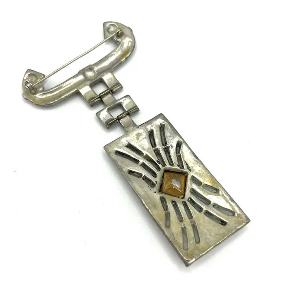 STUNNING Art Deco Clear Crystal Brooch - image 4