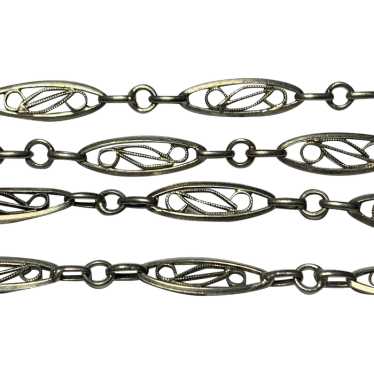 French 800-900 silver Filigree Guard Chain for Mu… - image 1