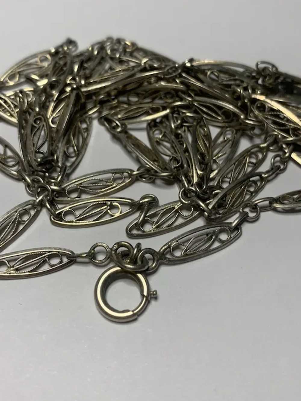 French 800-900 silver Filigree Guard Chain for Mu… - image 2