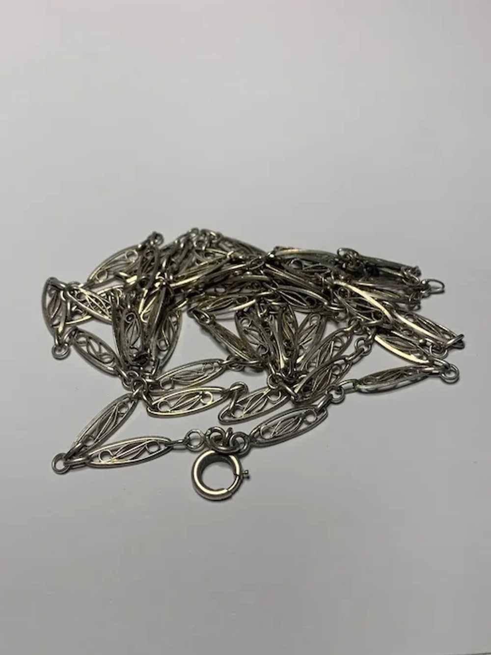 French 800-900 silver Filigree Guard Chain for Mu… - image 3