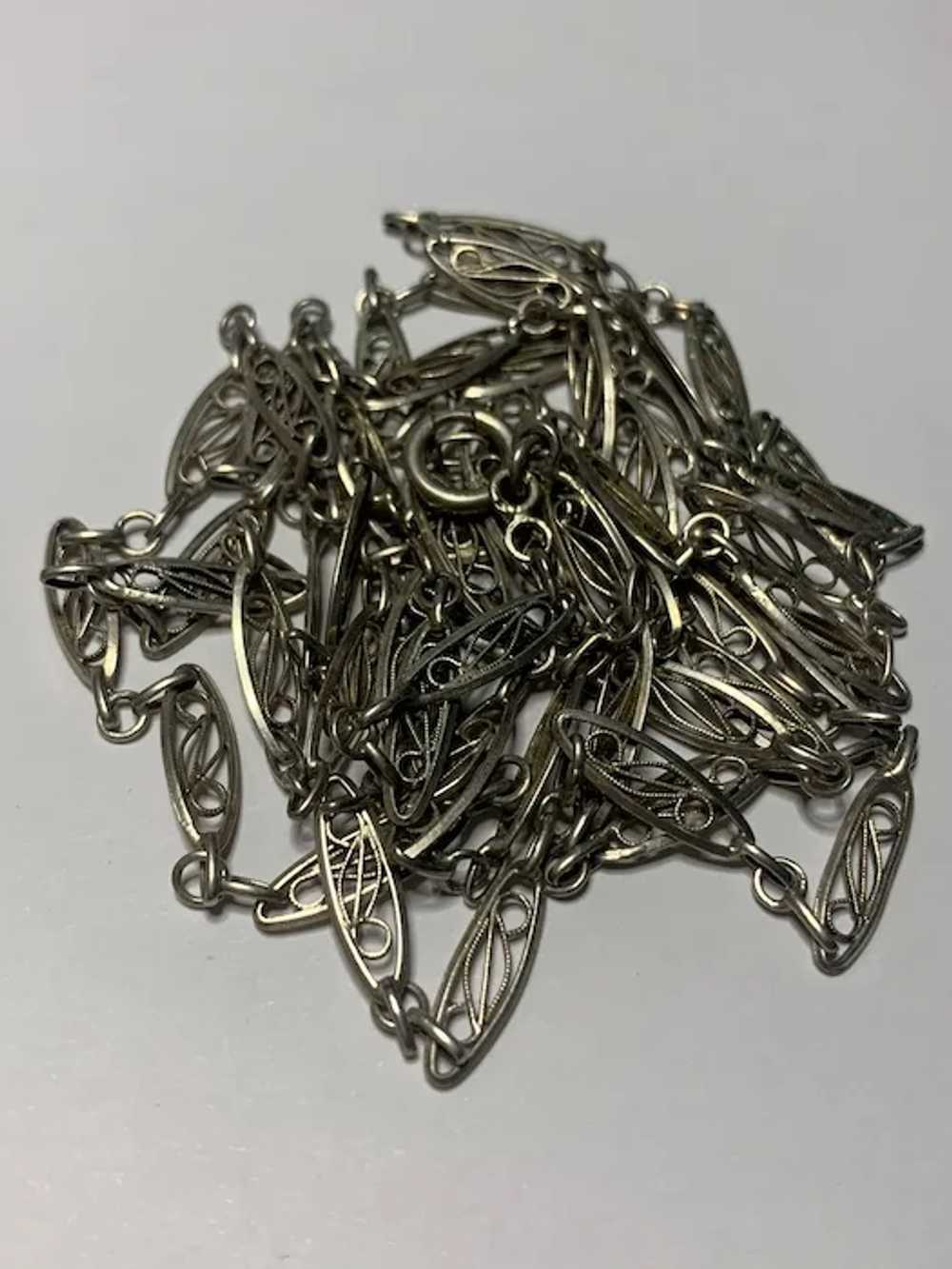 French 800-900 silver Filigree Guard Chain for Mu… - image 4