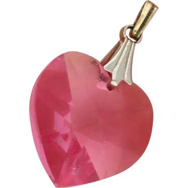Sterling Silver Pink Crystal Heart Pendant - image 1