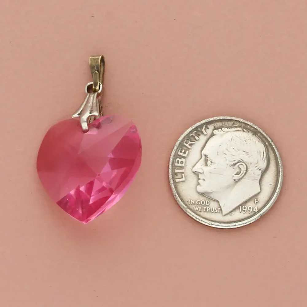 Sterling Silver Pink Crystal Heart Pendant - image 3