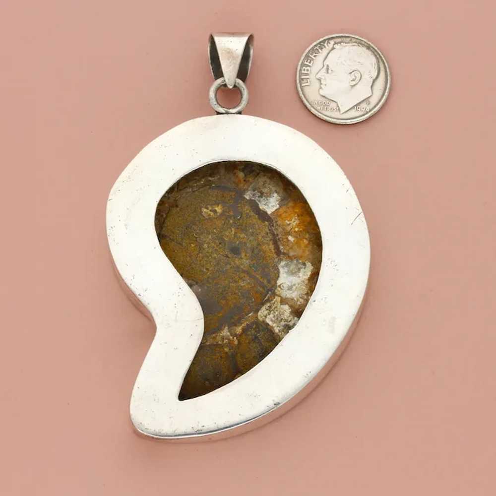 Sterling Silver Large Bezel-Set Ammonite Pendant - image 4