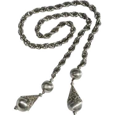 Monet 1961 Bolero lariat necklace silver tone