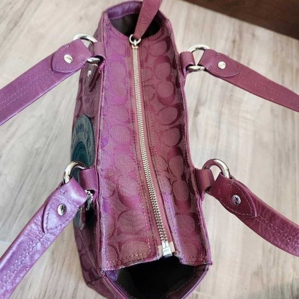 Vintage Coach Purple Pathcwork Tote Bag Purse - image 3