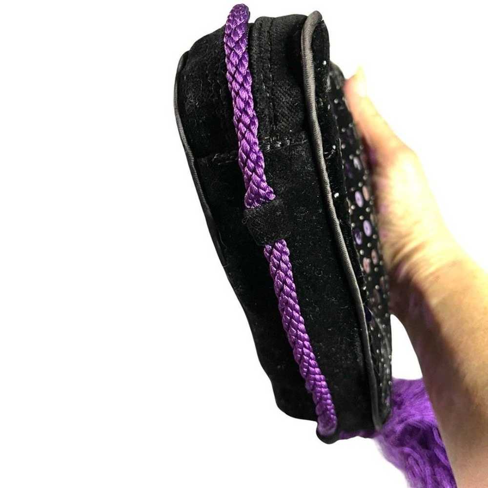 Stunning 80’s ESCADA Purple Velvet Sequined Bag R… - image 7