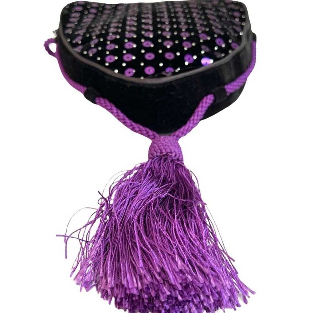 Stunning 80’s ESCADA Purple Velvet Sequined Bag R… - image 9
