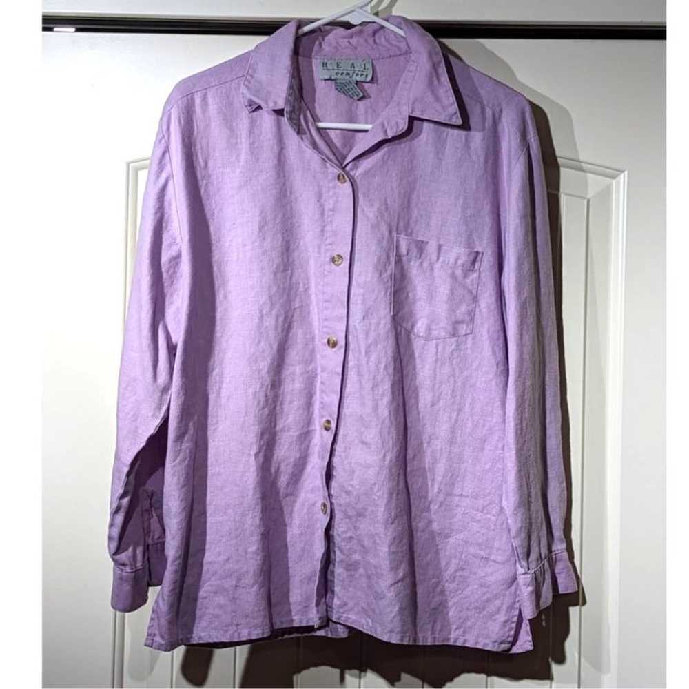 Vintage Real Comfort Lavender Linen Front Pocket … - image 1