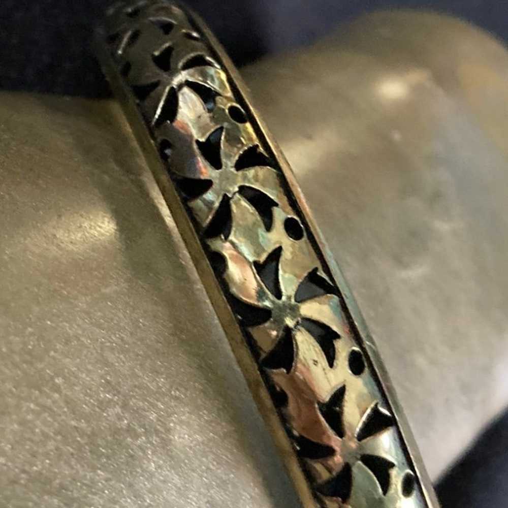 Beautiful vintage brass filigree gold tone bracel… - image 2